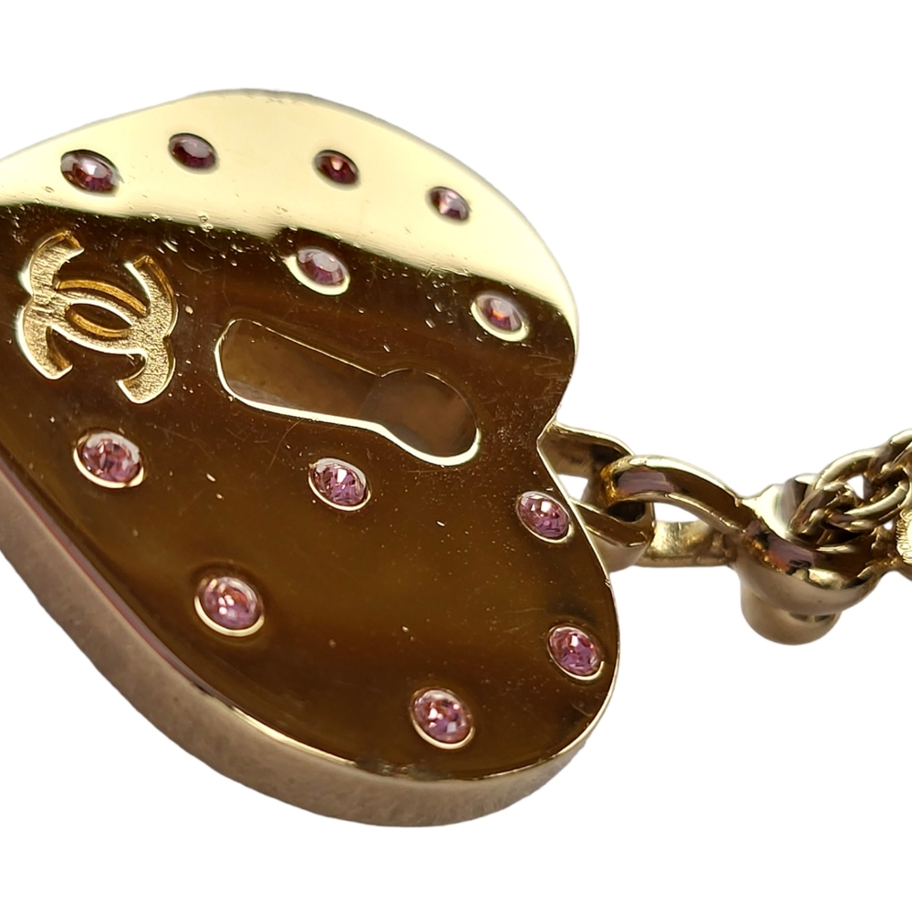 CHANEL Gold Padlock Heart Bag Charm